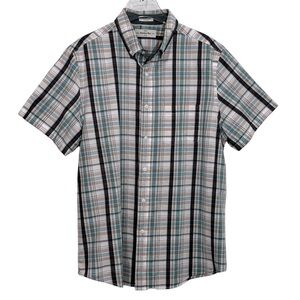 HAWKER RYE - MEN’S SIZE LARGE - LARGE SIZE PLAID - SHORT SLEEVES - BUTTON DOWNB7